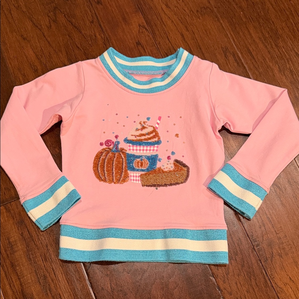 Charming Pink Kids Long Sleeve Tee with Pumpkin Design